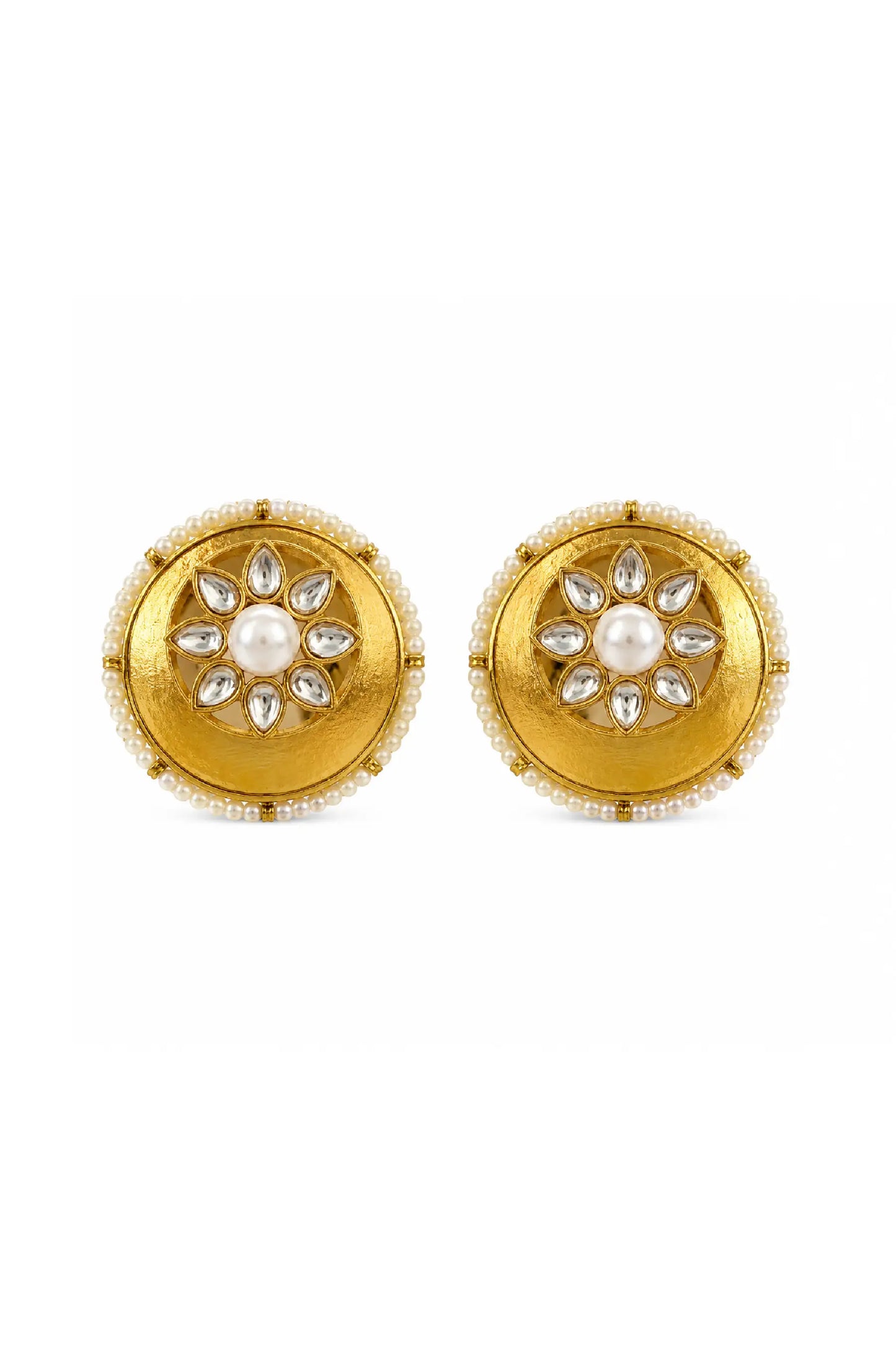 Royal Pearl Bloom Statement Stud Earrings