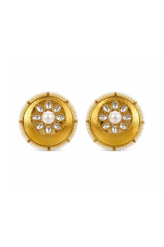 Royal Pearl Bloom Statement Stud Earrings