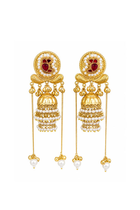 Ruby Heritage Pearl Jhumka Earrings