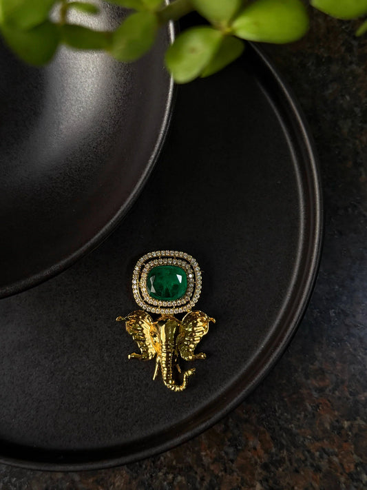 Drisha Antique Elephant Brooch Pin