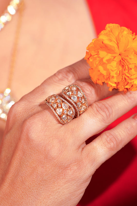 GOLD PLATED RING WITH POLKI