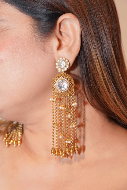 Pearl Drop Polki  Earrings