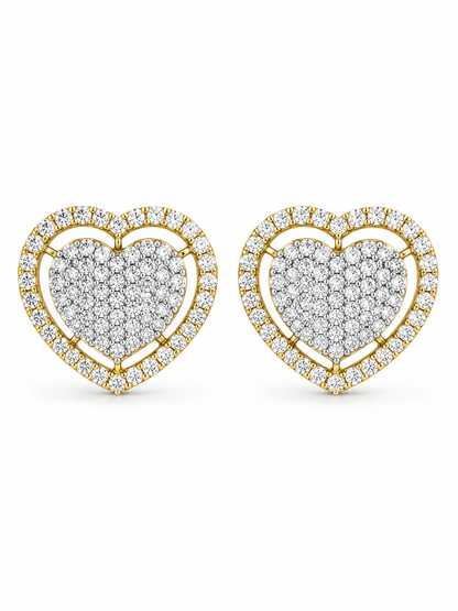 Pavé Diamond Heart Halo Stud Earrings Gift Box