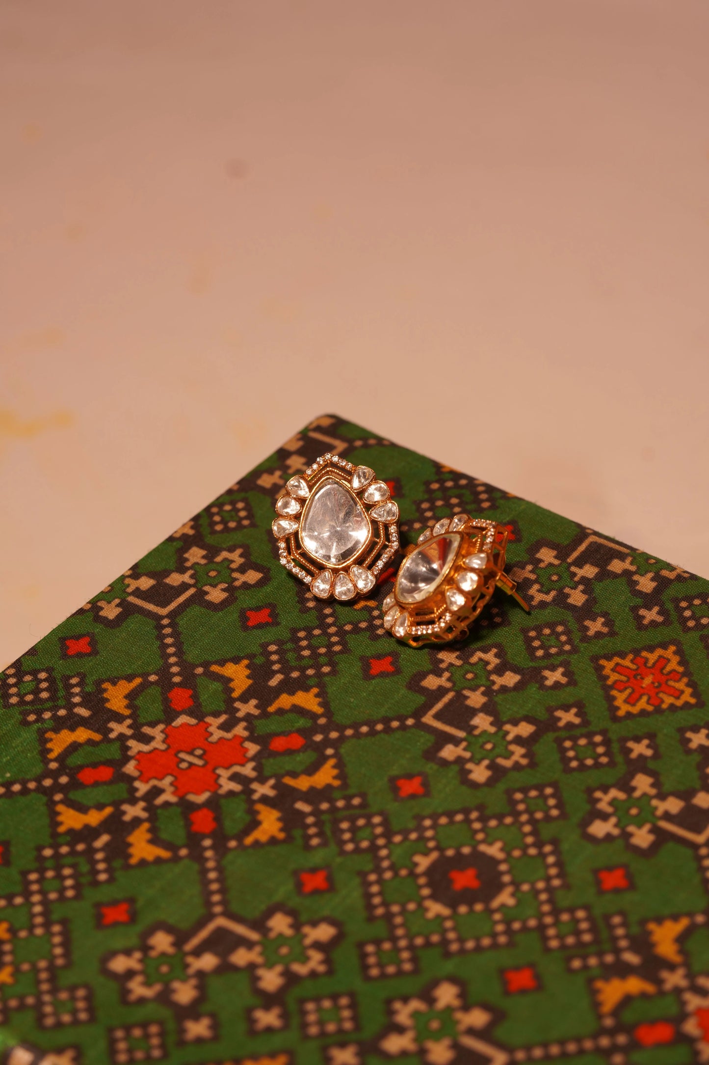 Gold Plated Studs With Polki