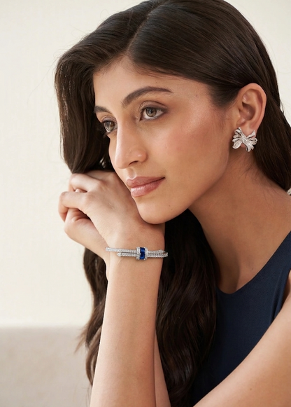 Diamond Twin Row Blue Bracelet
