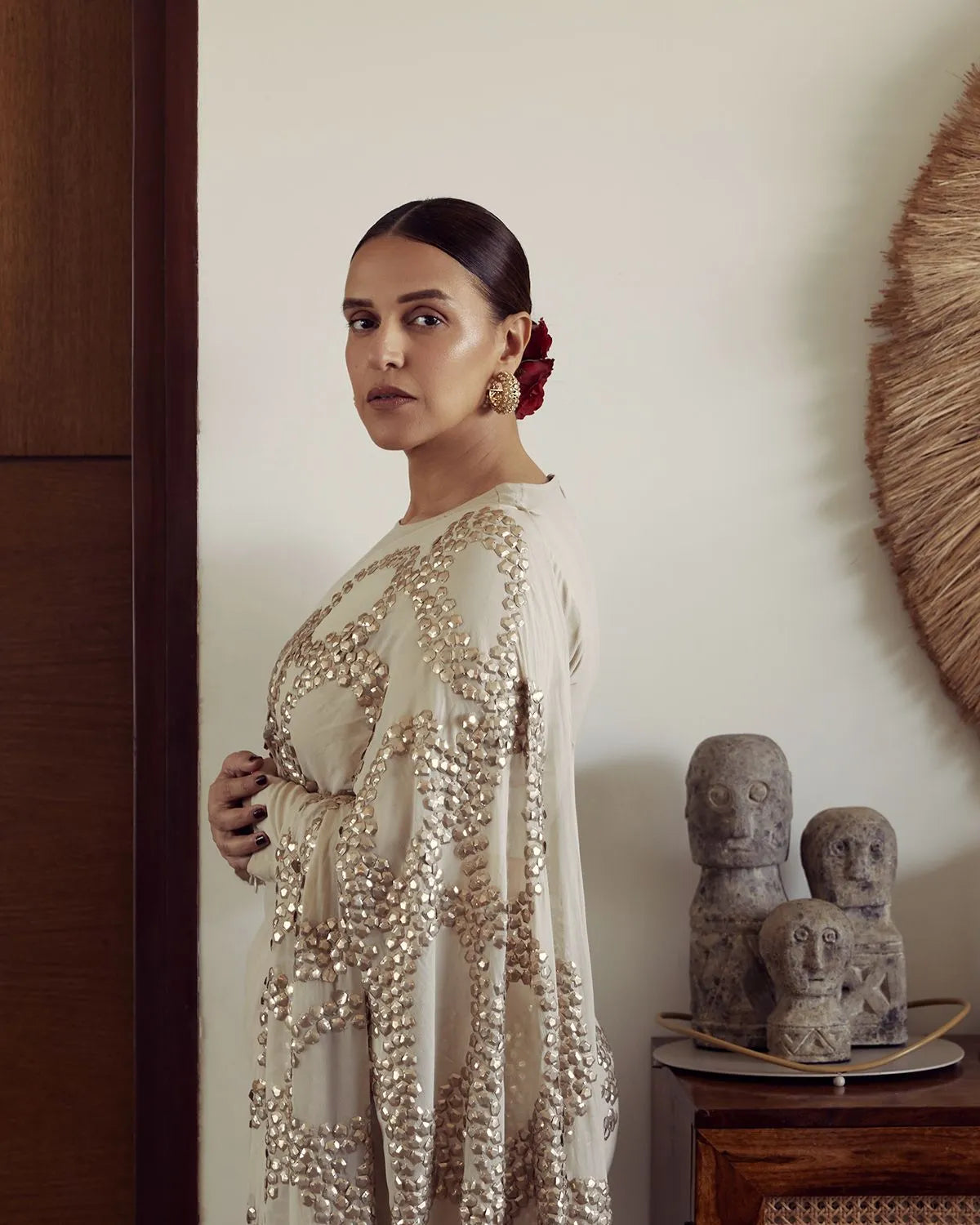 GOLD PLATED EARING WITH POLKI WORK