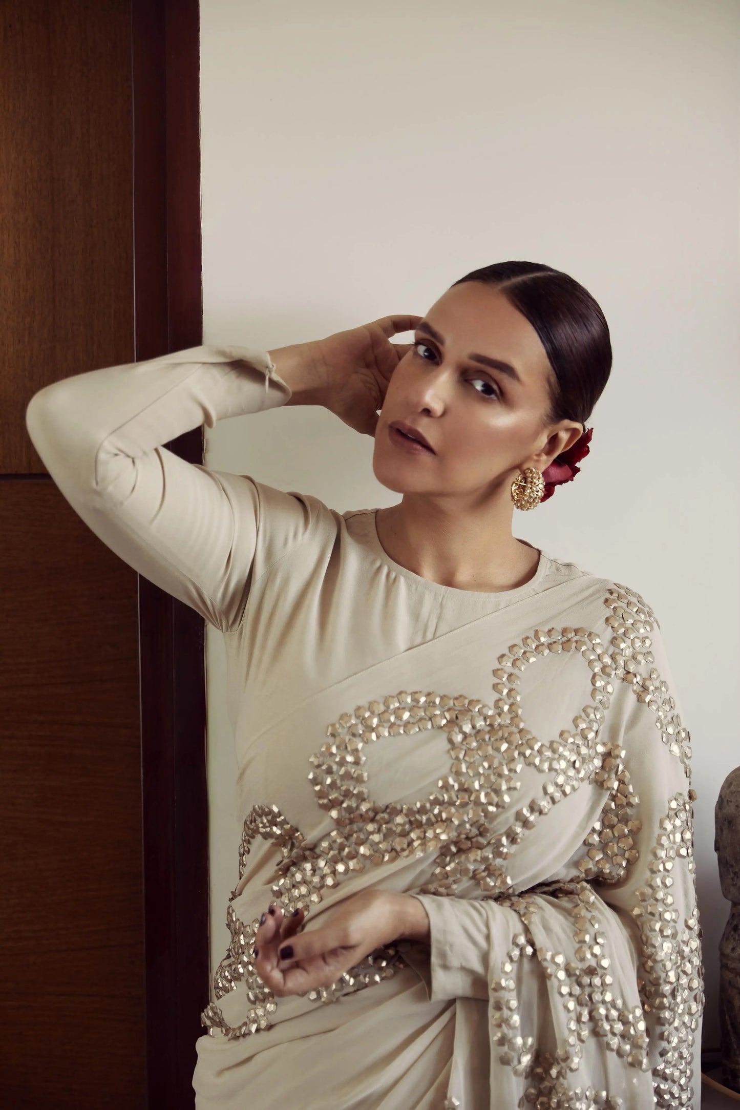 GOLD PLATED EARING WITH POLKI WORK