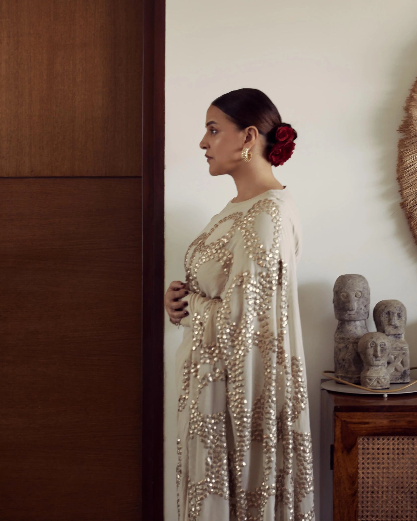 GOLD PLATED EARING WITH POLKI WORK