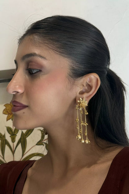 Rima Golden Rain Tassel Drop Earrings