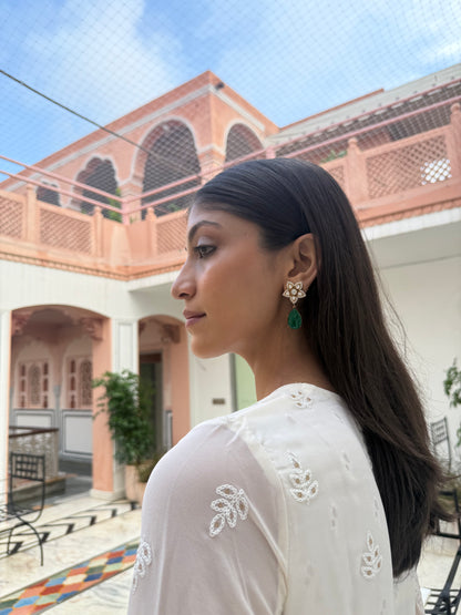SAANVIKA ROYAL GREEN DROP SP POLKI EARRINGS
