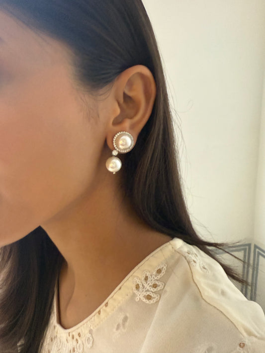 DOUBLE PEARL DROP EARRINGS