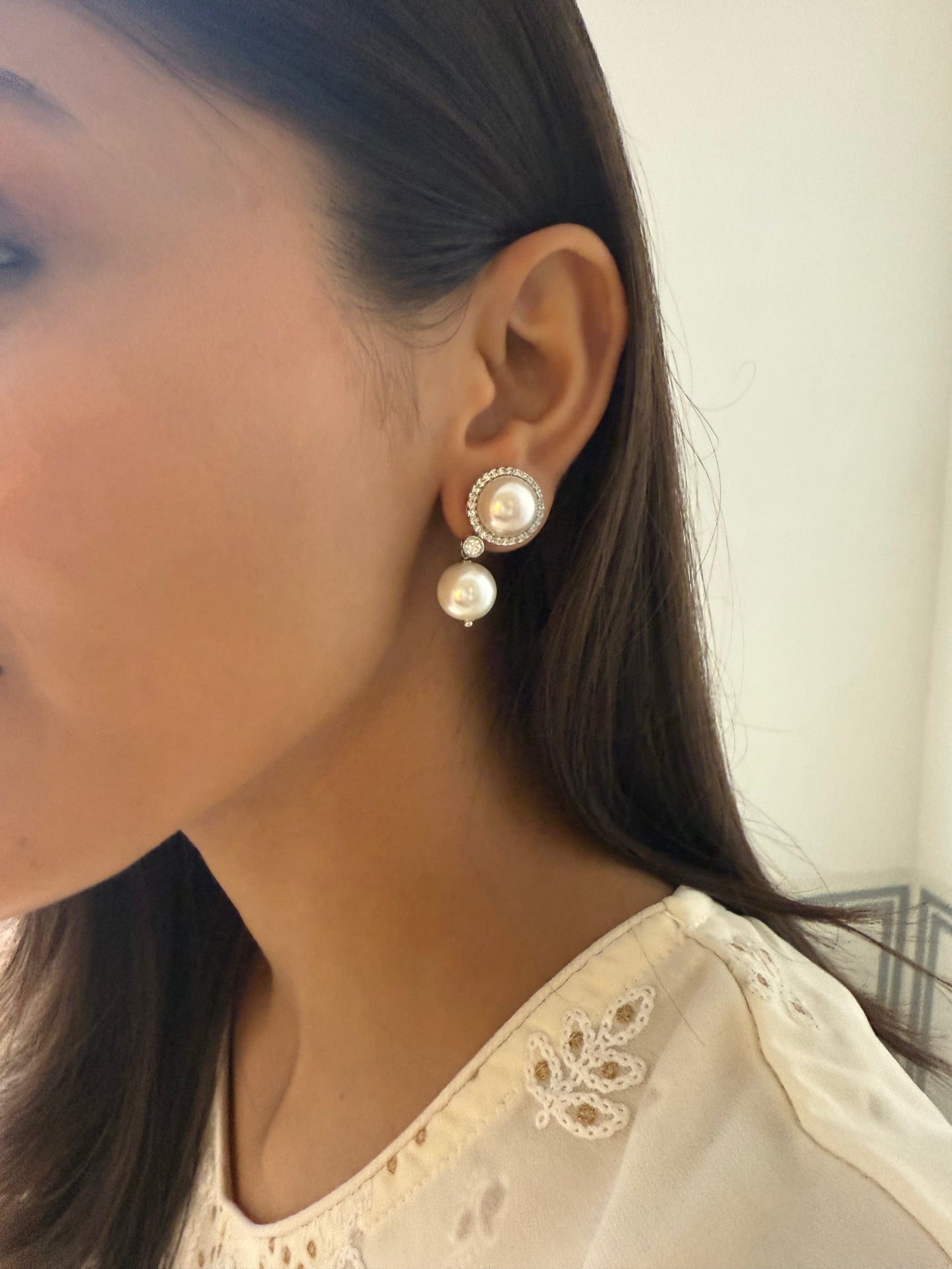 DOUBLE PEARL DROP EARRINGS