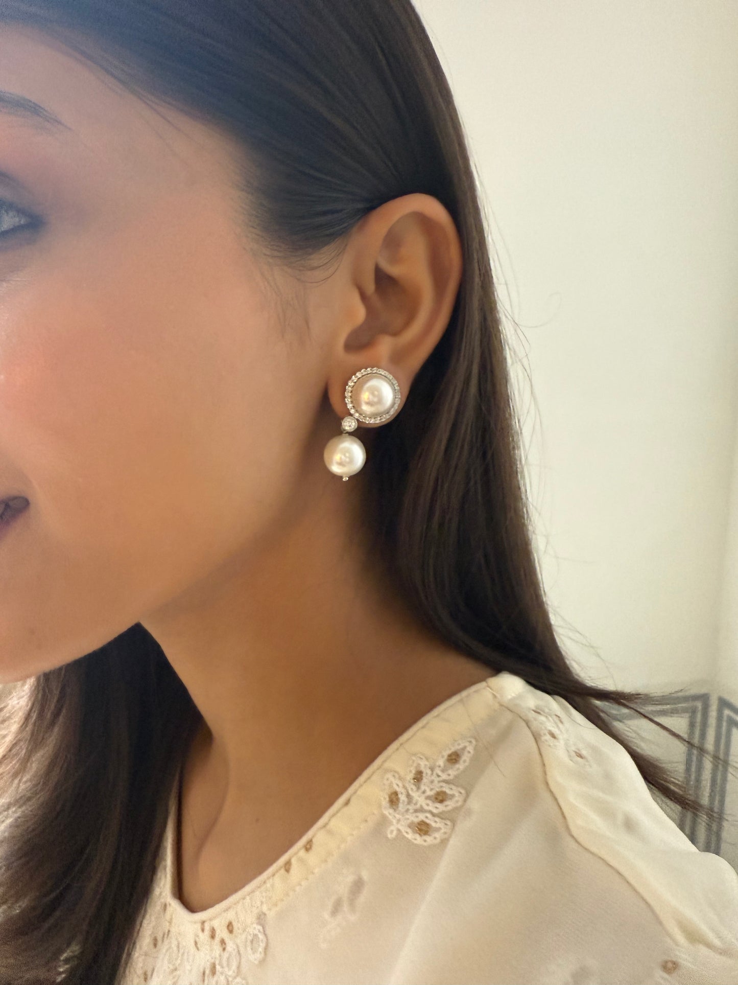 DOUBLE PEARL DROP EARRINGS