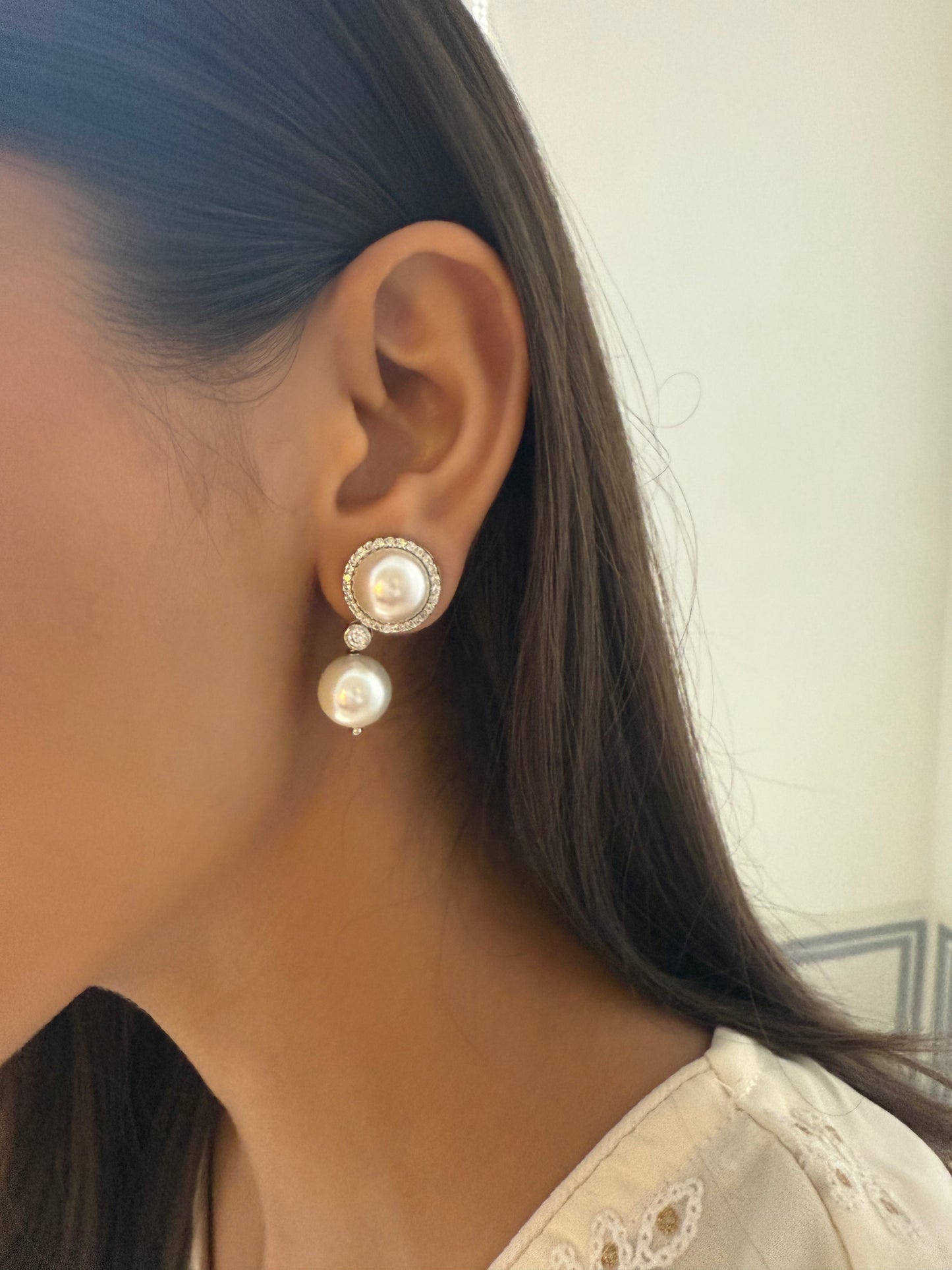 DOUBLE PEARL DROP EARRINGS