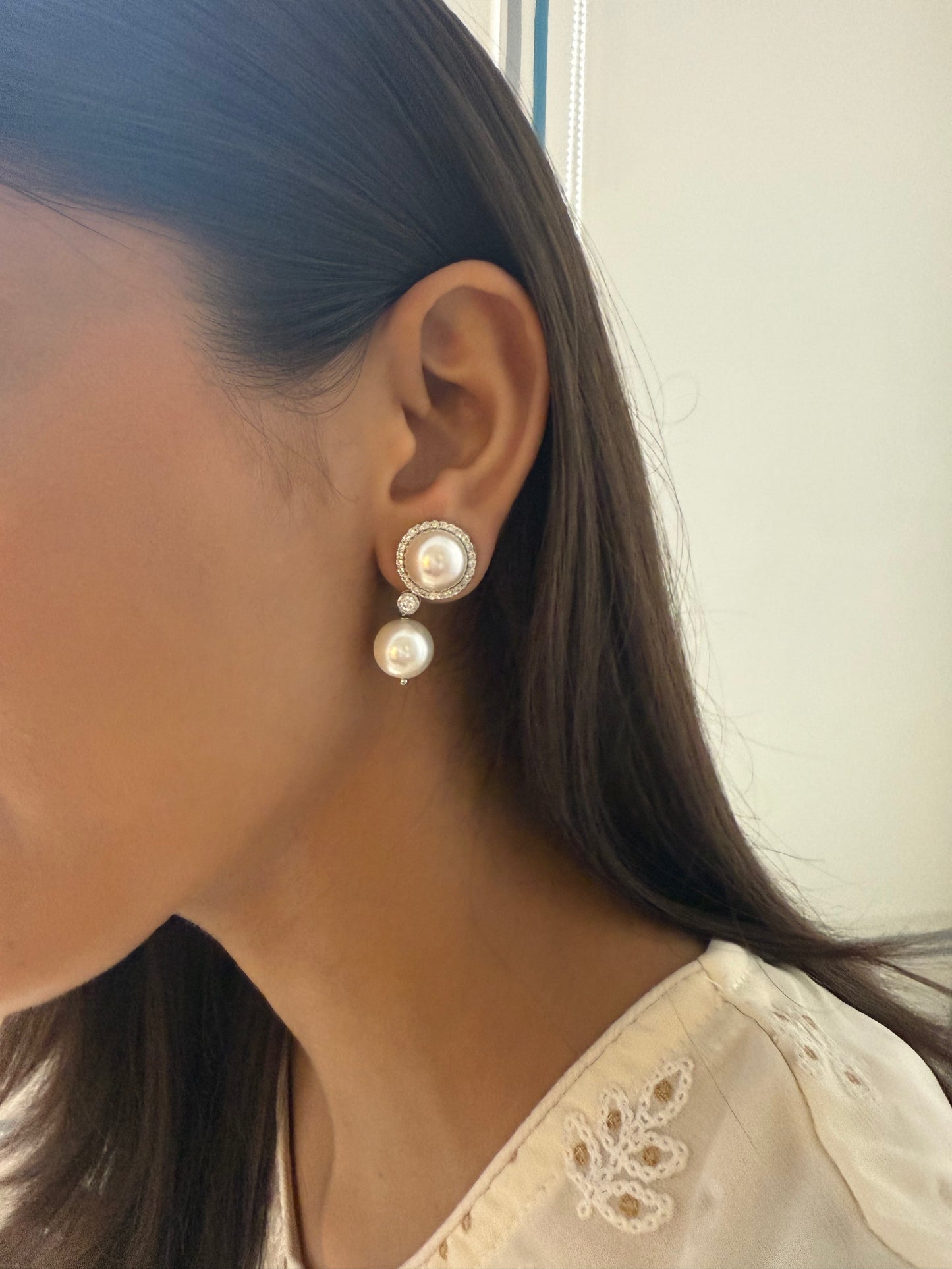 DOUBLE PEARL DROP EARRINGS
