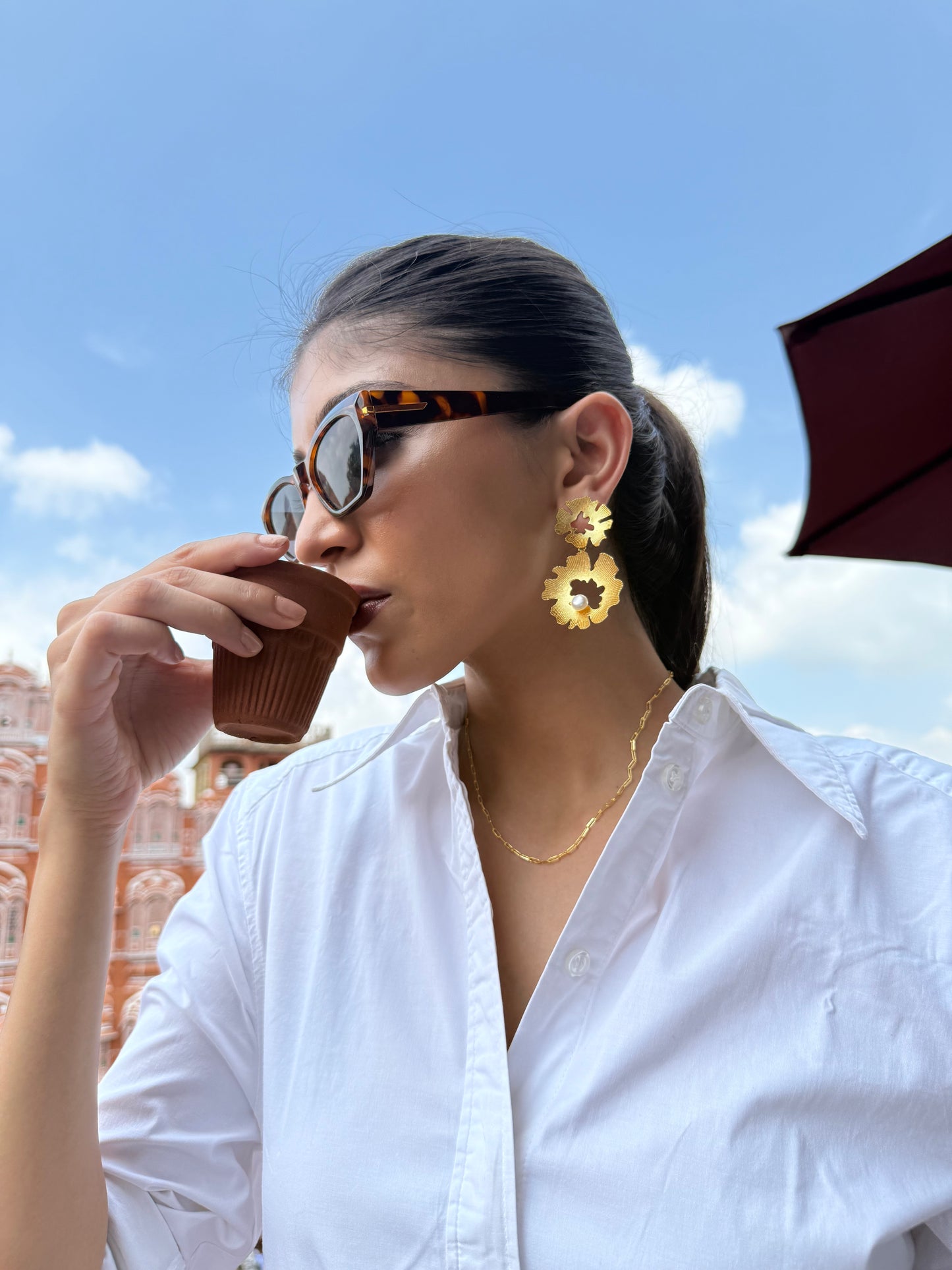 SEA PETAL PEARL DROP EARRINGS