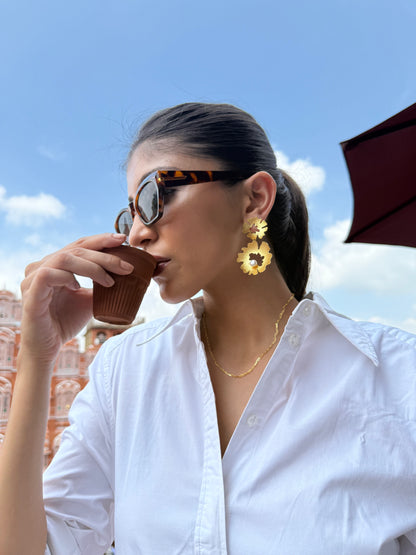 SEA PETAL PEARL DROP EARRINGS