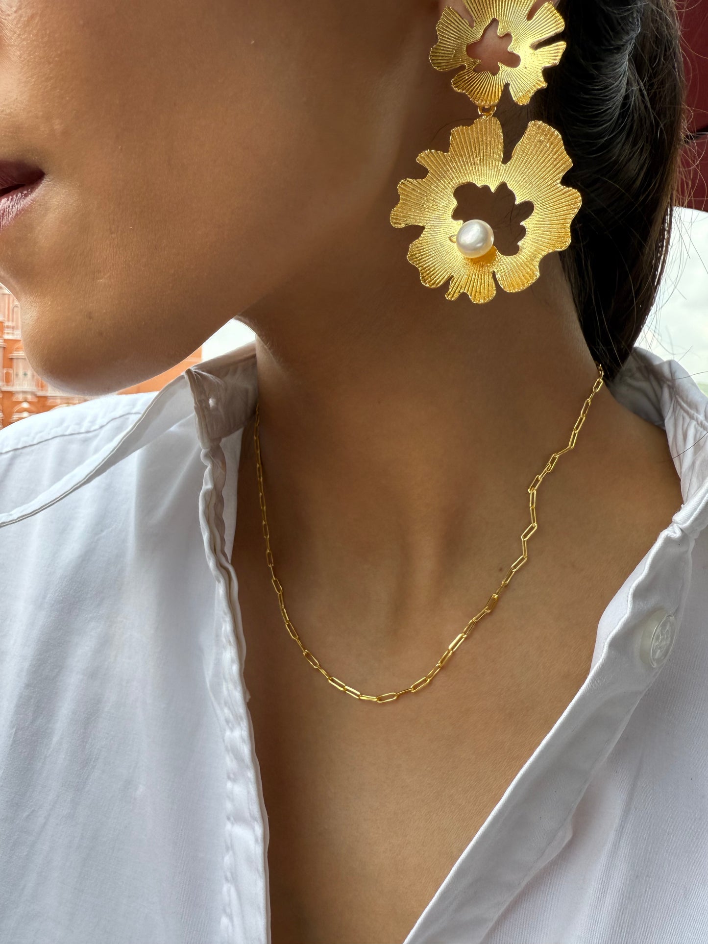SEA PETAL PEARL DROP EARRINGS