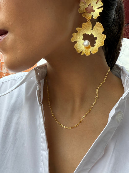SEA PETAL PEARL DROP EARRINGS