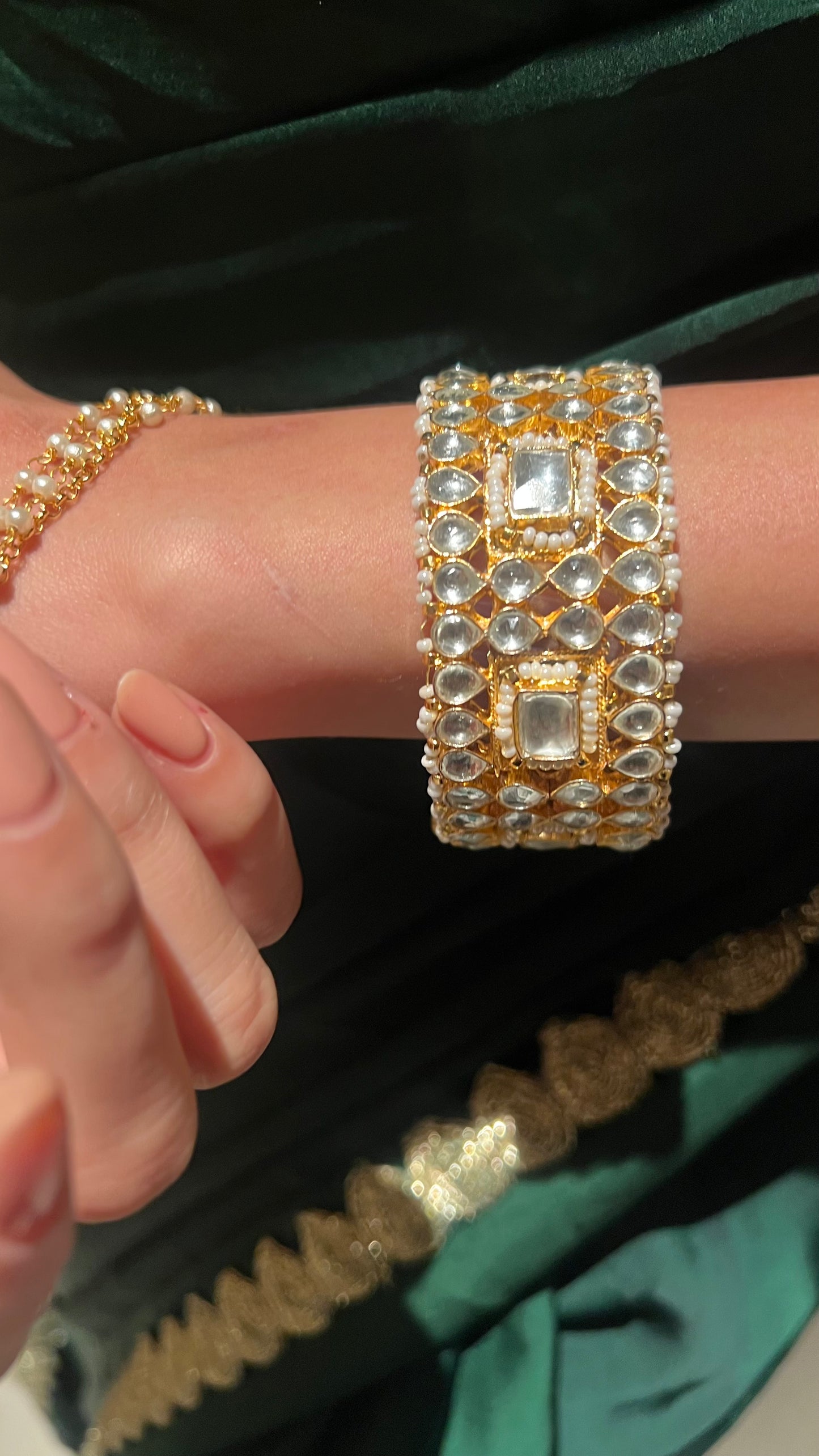 TINA Round-Shaped SP Stone Polki Bangle