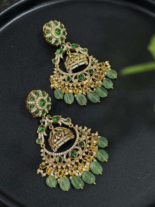 AMRITA EMERALD GOLD CRESCENT JHUMKA