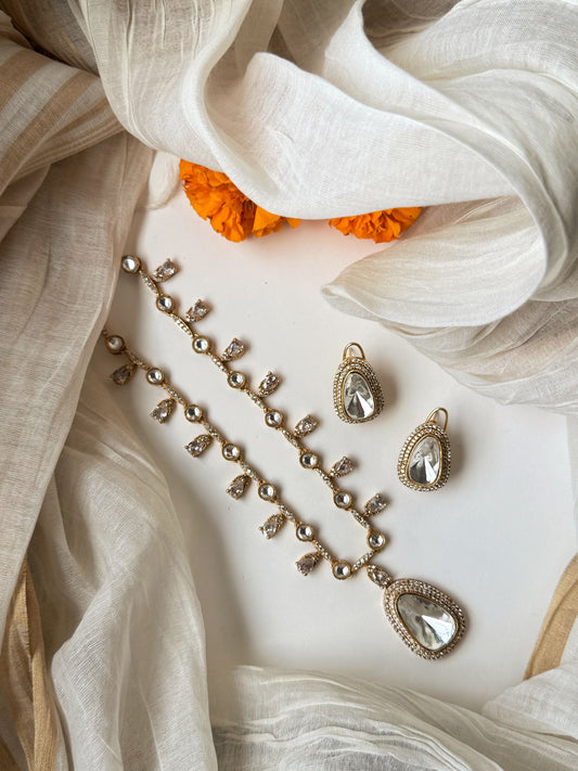 KANISHKA ELEGANT DROP POLKI NECKLACE SET
