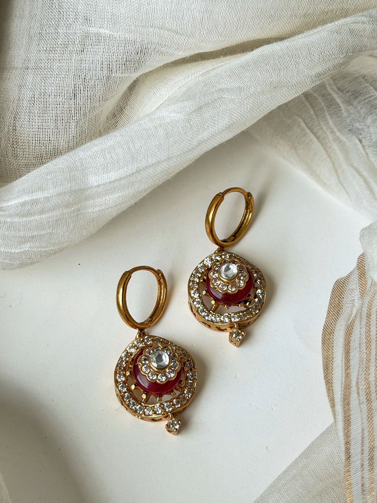 JYOTI CARVED ROUND DROP EARRINGS