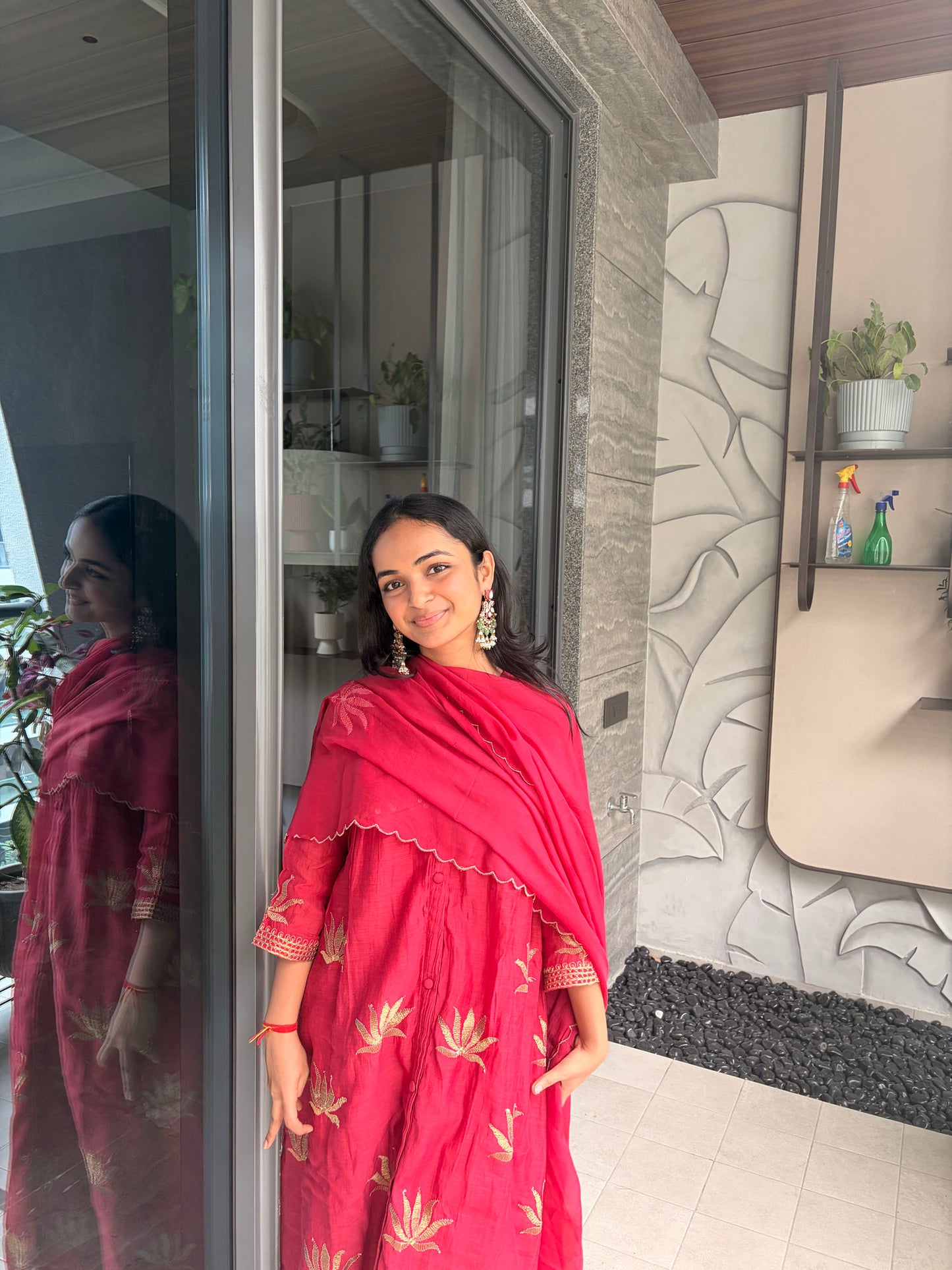 MUKTA KUNDAN JHUMKA GREEN BASRA PEARLS SP POLKI EARRINGS