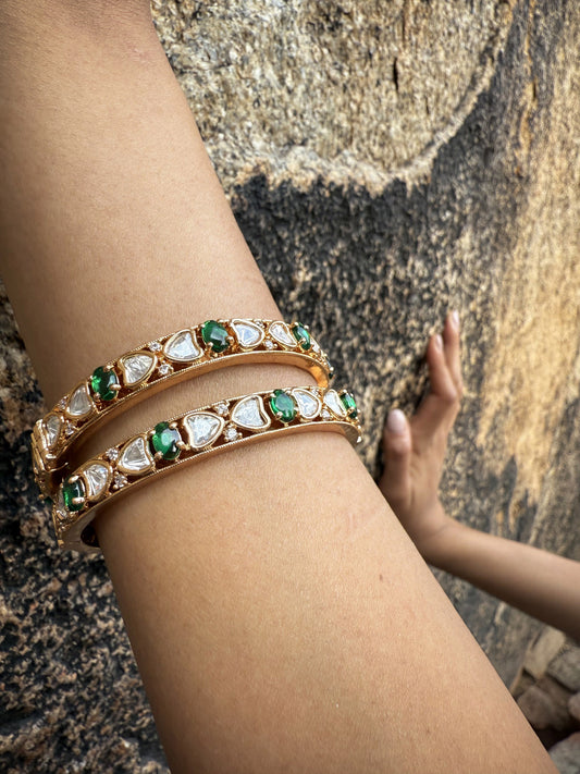Sharvani Emerald Diamond SP Polki Bangle