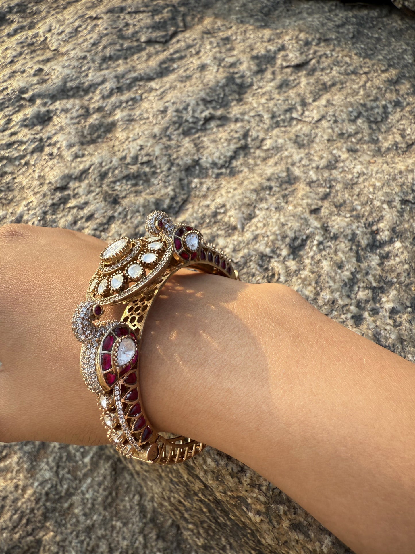 Kripa Temple Peacock SP Polki Bracelet