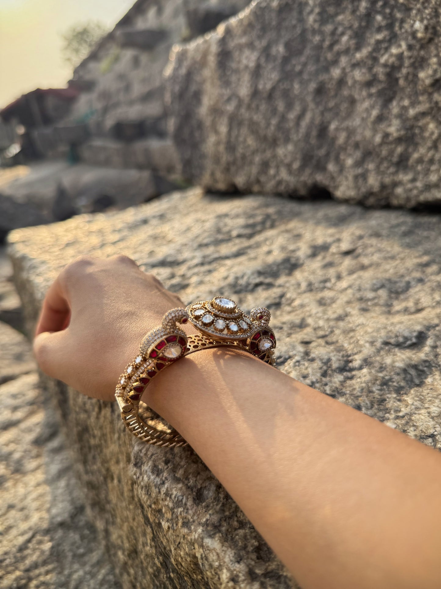 Kripa Temple Peacock SP Polki Bracelet