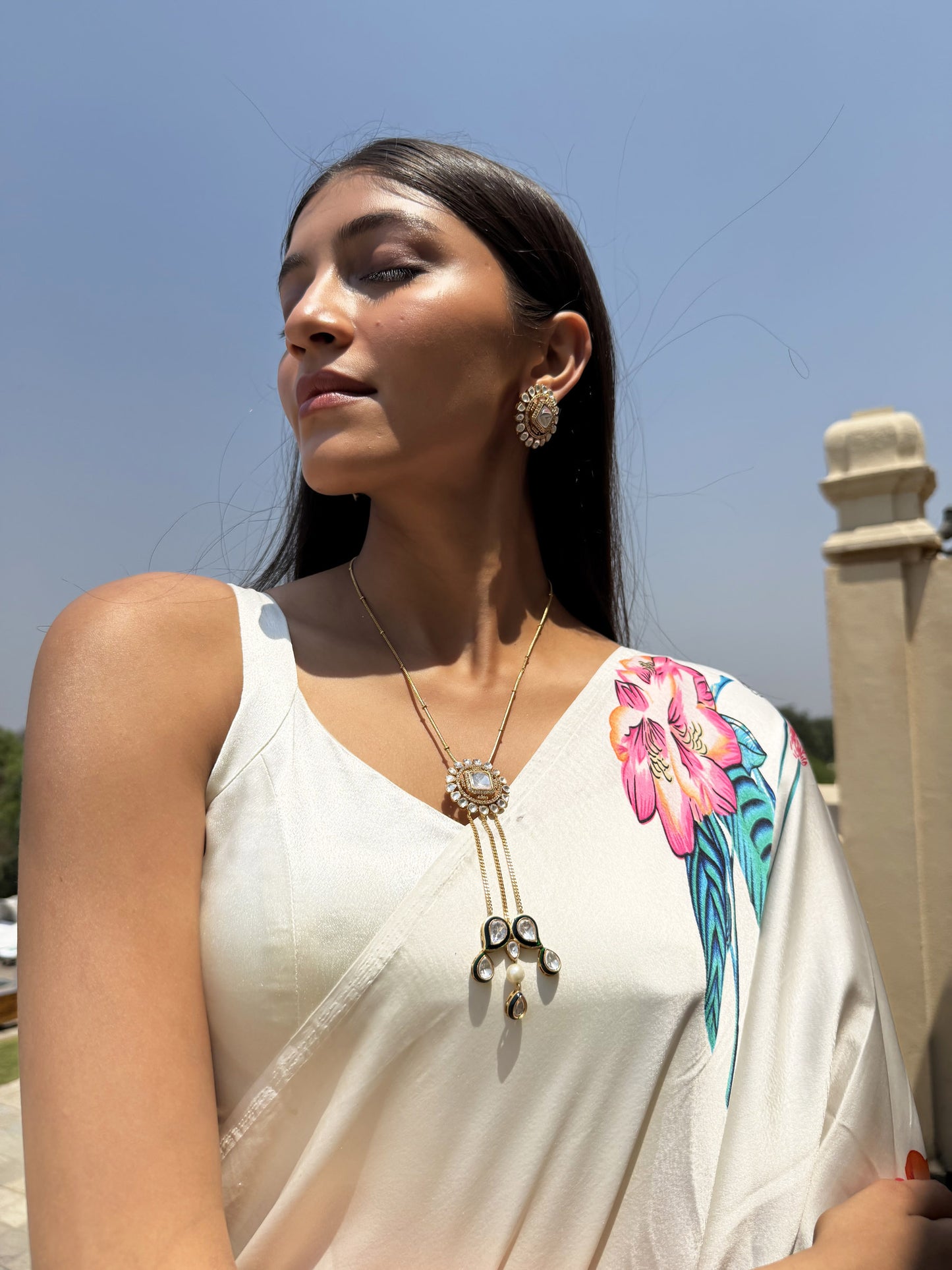 Prakriti Gold Tassel SP Necklace Set with Earrings