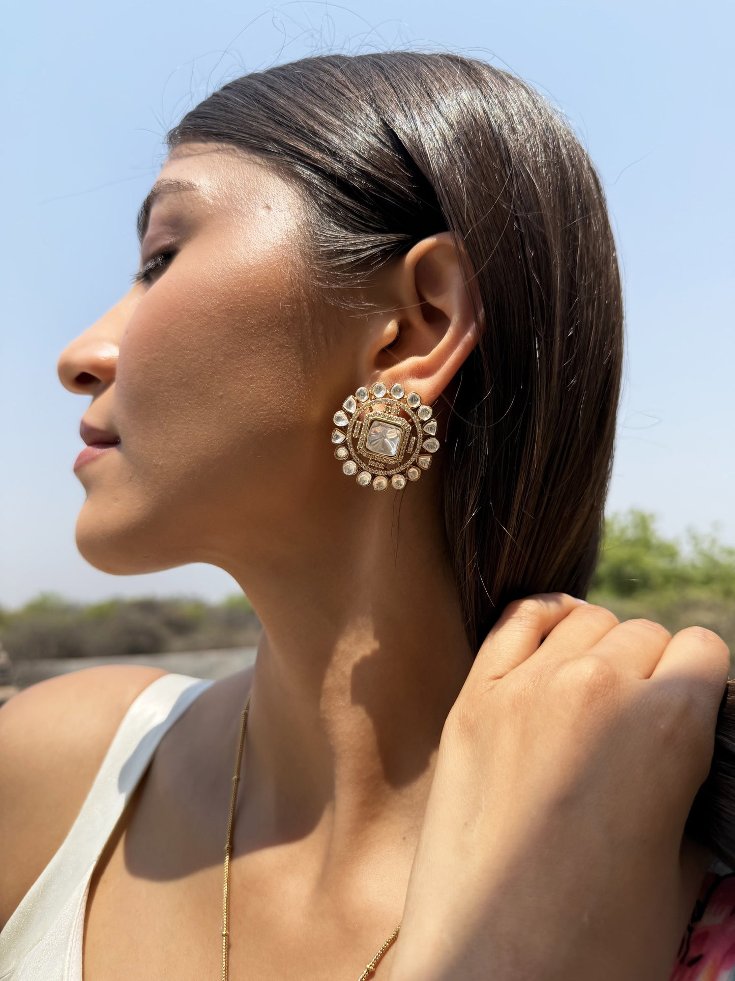 Prakriti Gold Tassel SP Necklace Set with Earrings