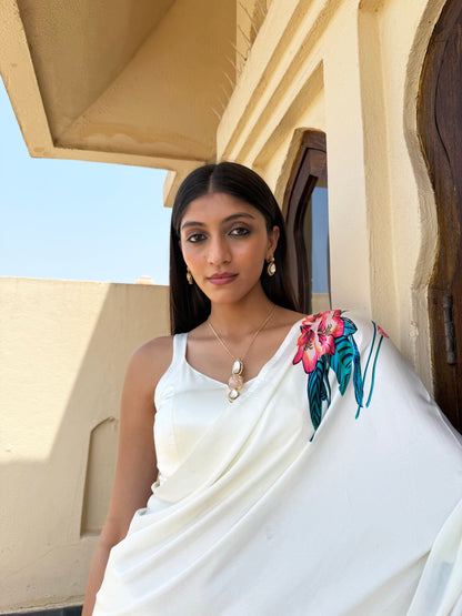 Pavithra Rose Quartz Pendant SP Necklace Set with Earrings