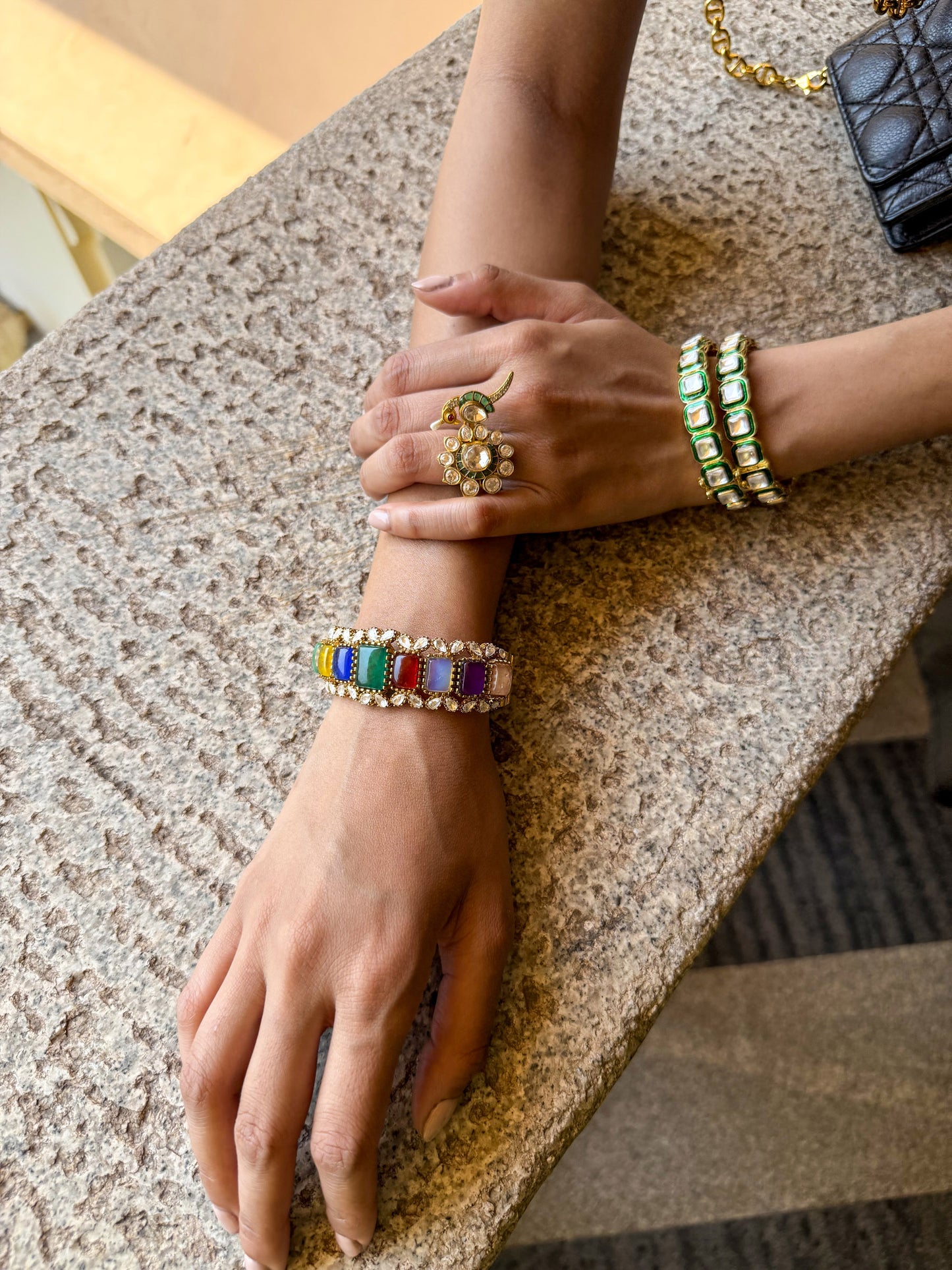 Hethvi Emerald Kundan SP Bangles