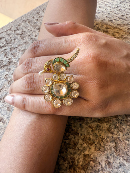 Hridya Emerald Kundan SP Ring