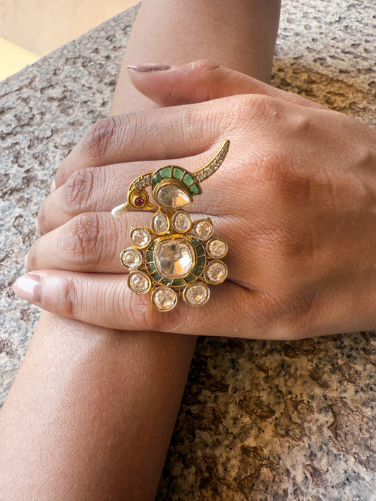 Hridya Emerald Kundan SP Ring