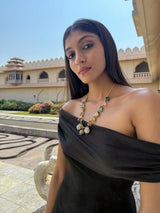 Nivanshi Multicoloured Stones Long SP Polki Necklace