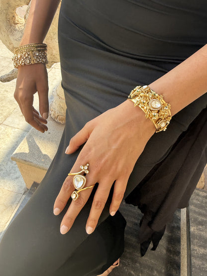Sonali Gold Heart Crystal SP Ring