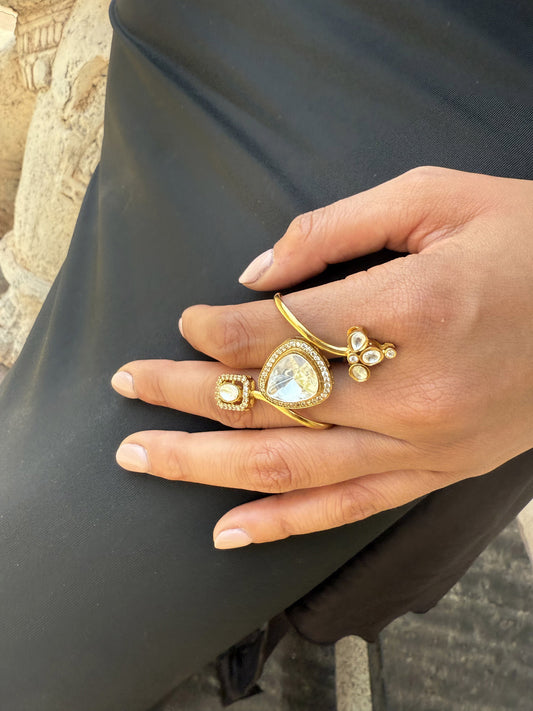 Sonali Gold Heart Crystal SP Ring