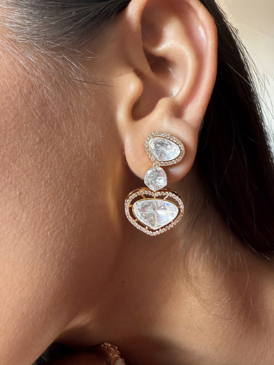 Bijal Heart-Shaped SP Polki Earrings