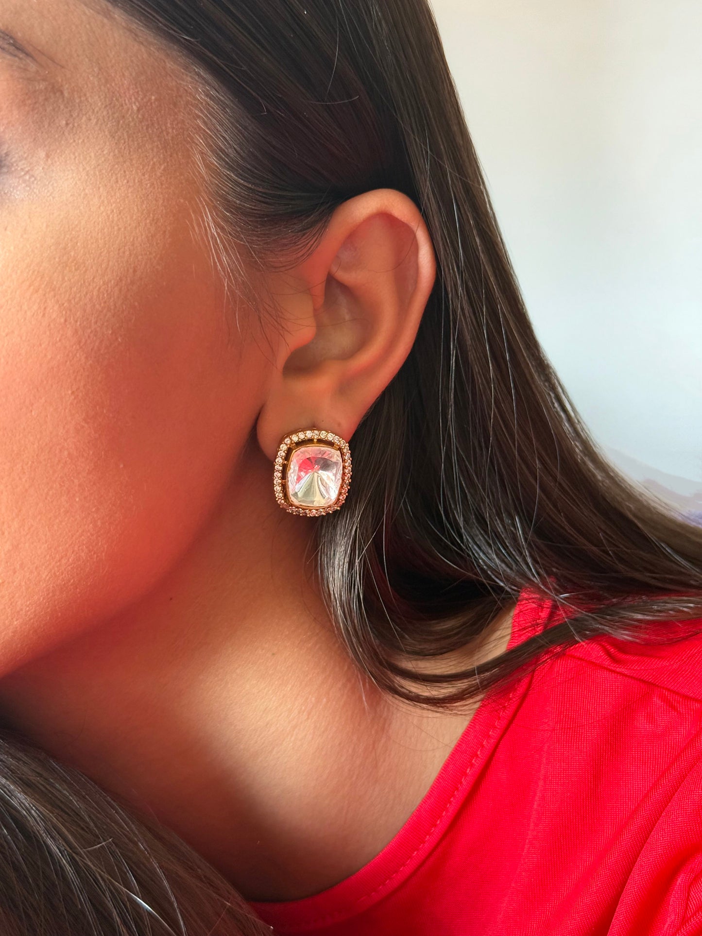 Apeksha White and Gold SP Polki Earrings