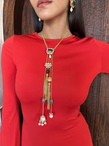 Reet Emerald Green Pendant SP Necklace Set with Earrings