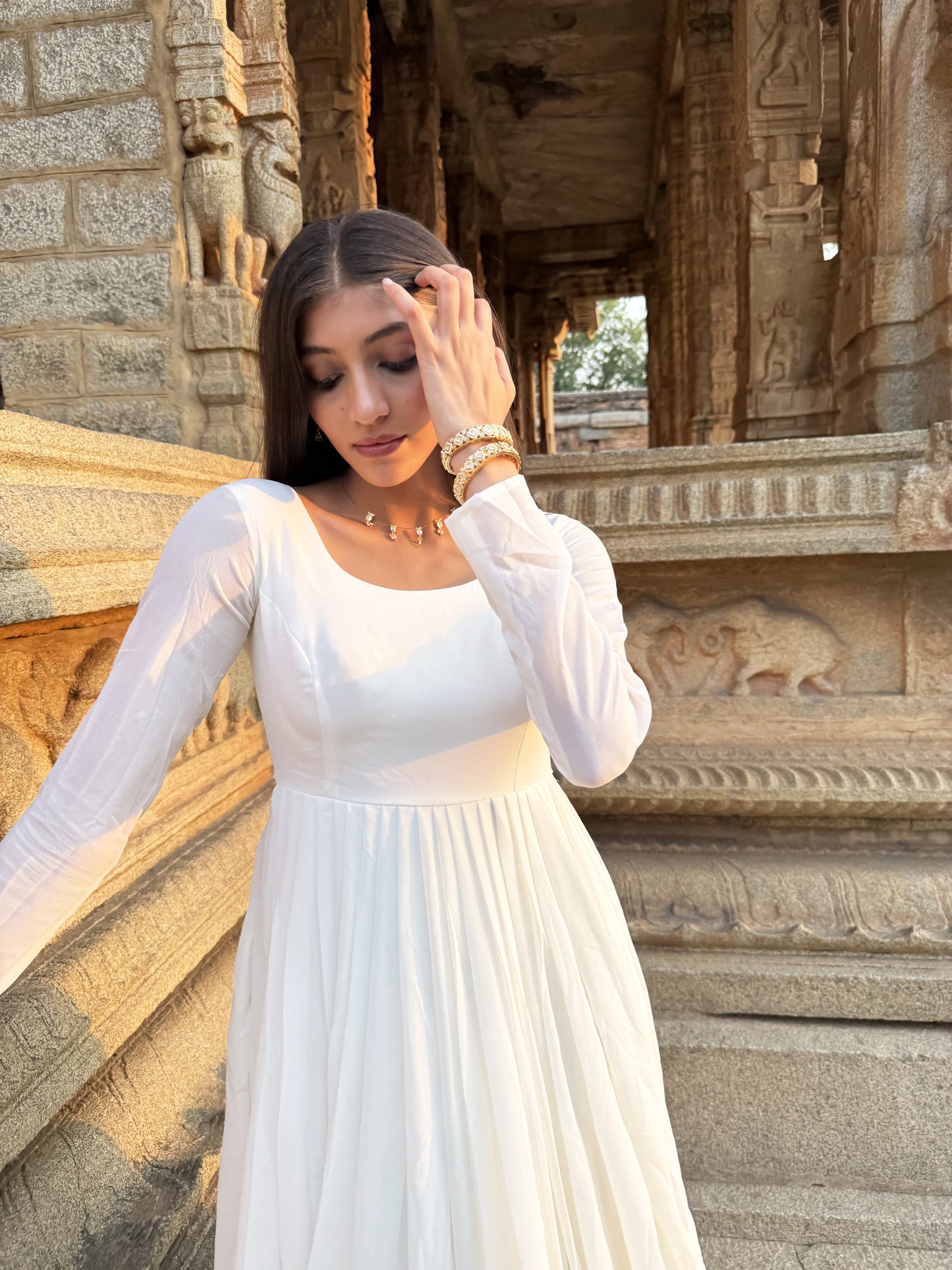 Chandratha White Pearl SP Polki Necklace Set