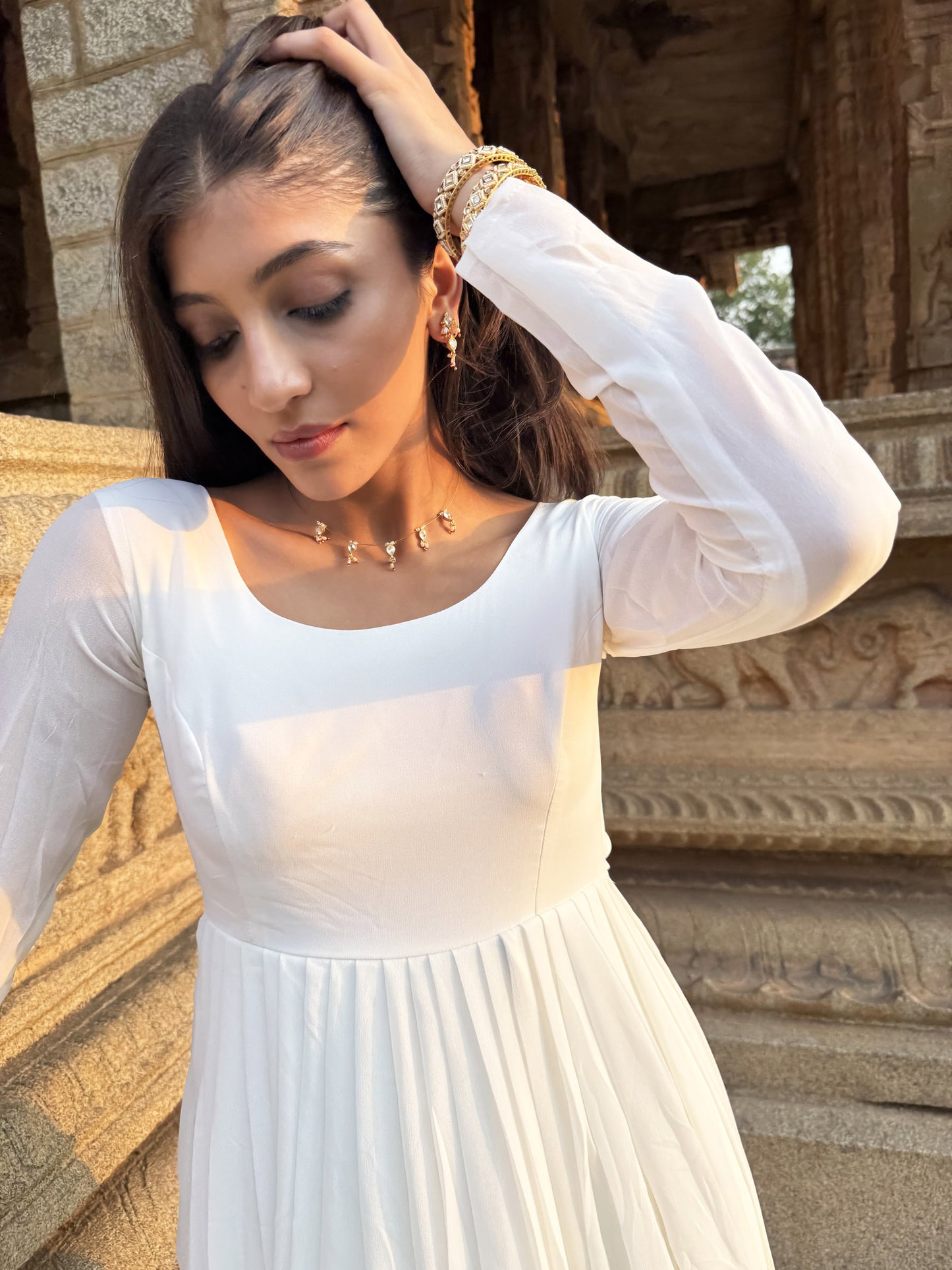 Chandratha White Pearl SP Polki Necklace Set