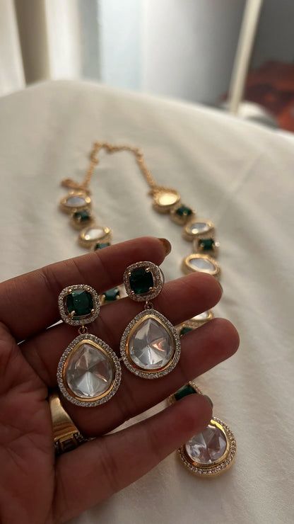 Noor Polki Moissanite Necklace Set