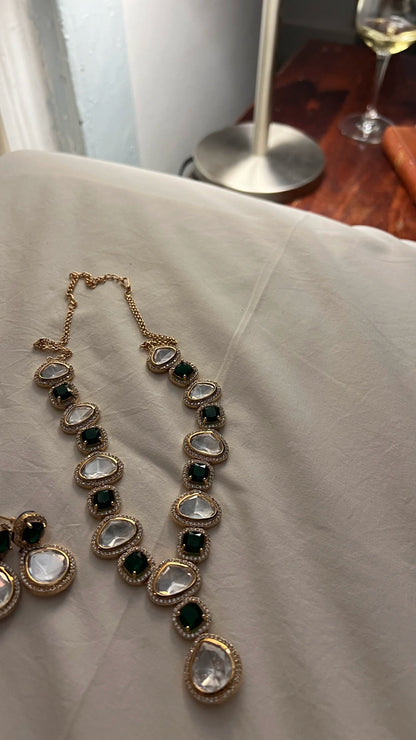 Noor Polki Moissanite Necklace Set