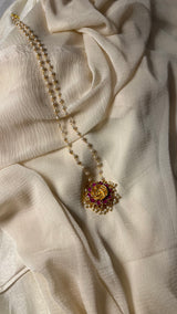 ROHINI ROSE SHAPED POLKI WITH SEMI-PRECIOUS STONE WITH BASRA MOTI