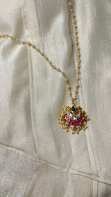 FALGUNI DIYA SHAPED POLKI WITH SEMI-PRECIOUS STONE WITH BASRA MOTI