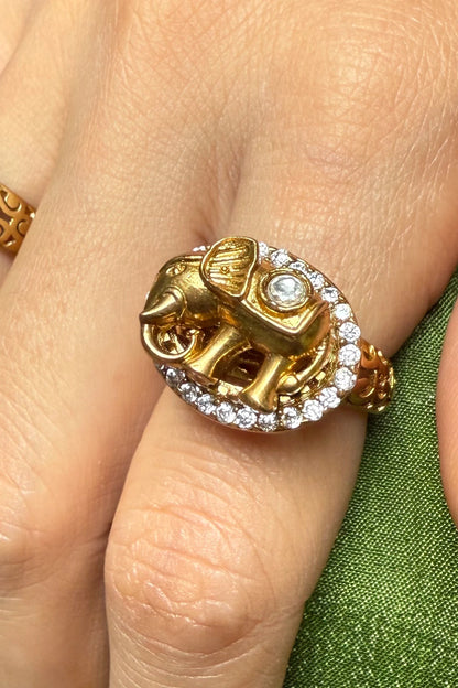 Ishani Gaja Crown Pearl Polki Ring